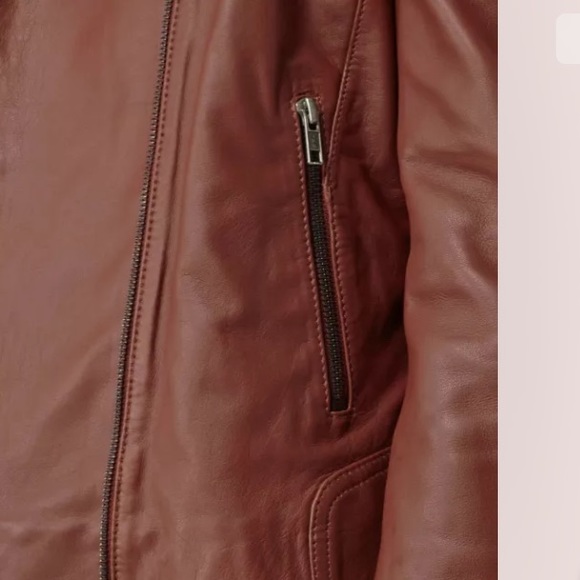 Reiss Cognac Brown Banksy Leather Biker Jacket - Picture 5 of 12